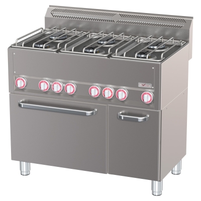 Fourneau 6 feux sur four à convection GN1/1 et armoire neutre WR-G6CF-21